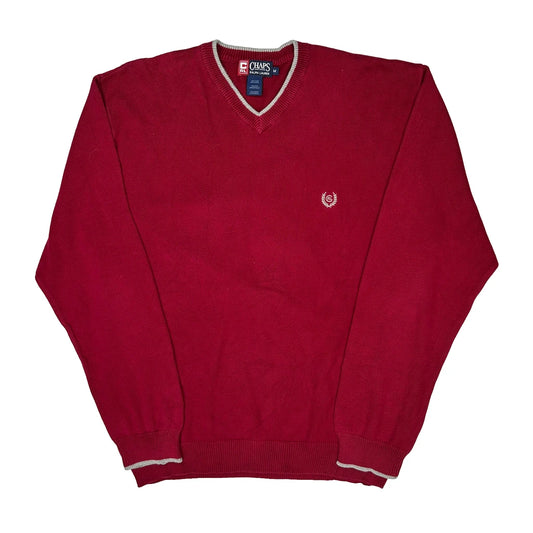 Chaps Ralph Lauren V-Neck Jumper - Medium Red Cotton