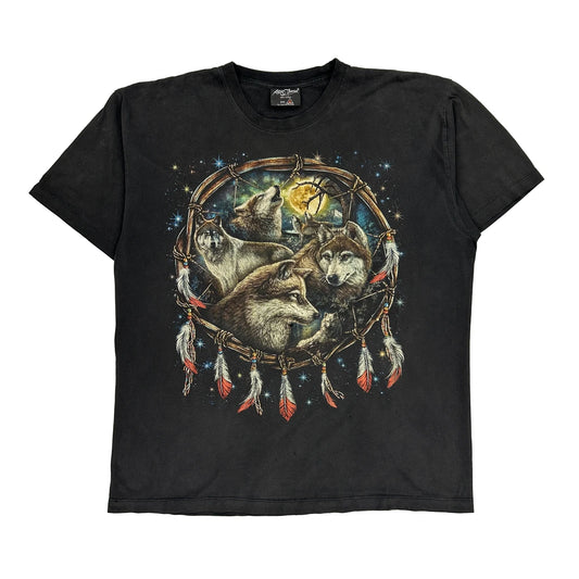 Wolf Design Rock Chang Graphic T-Shirt - XL Black Cotton