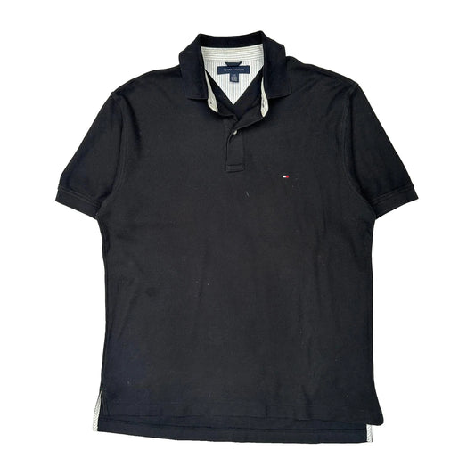 Vintage Tommy Hilfiger Polo Shirt - Large Black Cotton