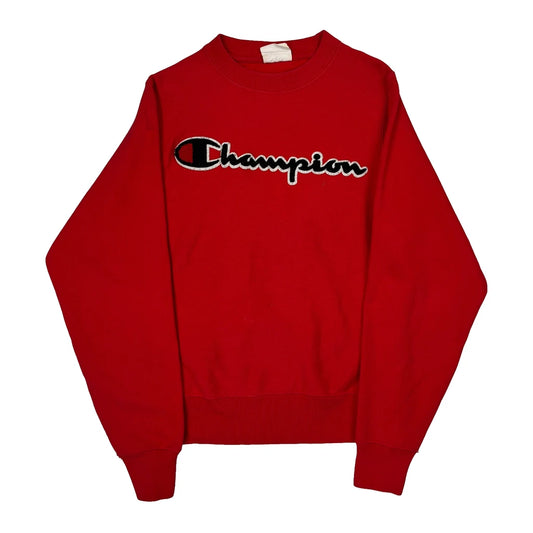 Reverse Weave Champion Spellout Sweatshirt - XS Red Cotton