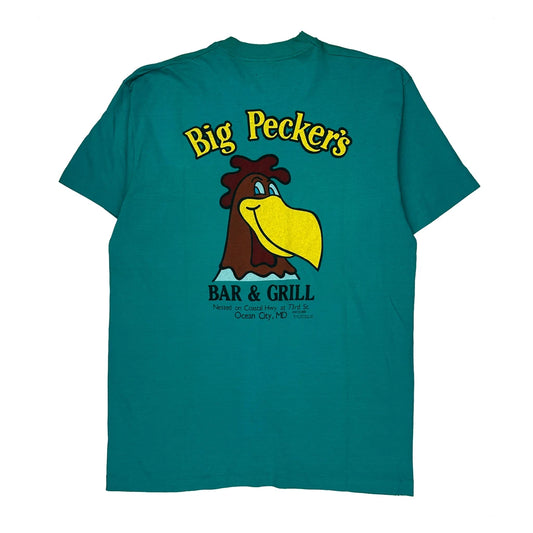 Bar & Grill Fruit Of The Loom Single Stitch T-Shirt - XL Green Cotton