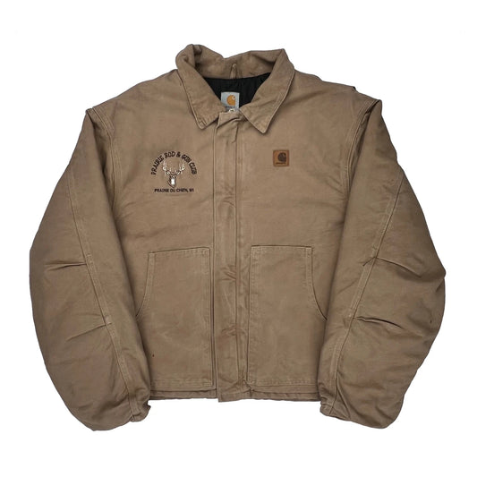 Faded Sdl Carhartt Embroidered Arctic Jacket - 2XL Beige Cotton