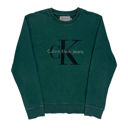 Vintage Calvin Klein Jeans Sweatshirt - Large Green Cotton
