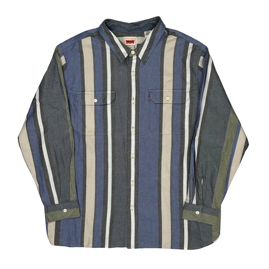 Levis Striped Shirt - XL Blue Cotton