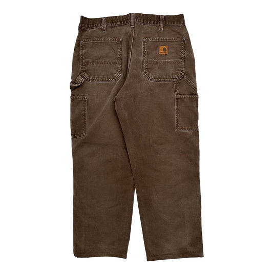 Carhartt Double Knee Carpenter Trousers - 34W 30L Brown Cotton