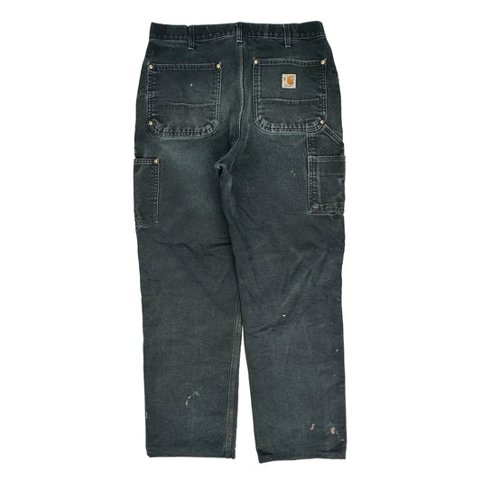 Vintage Blk Carhartt Double Knee Carpenter Trousers - 31W 31L Black Denim