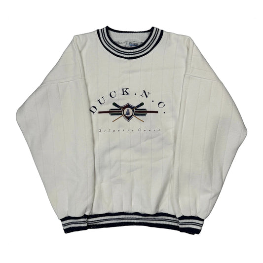 Atlantic Coast Sportswear Plus Striped Sweatshirt - Large White Cotton