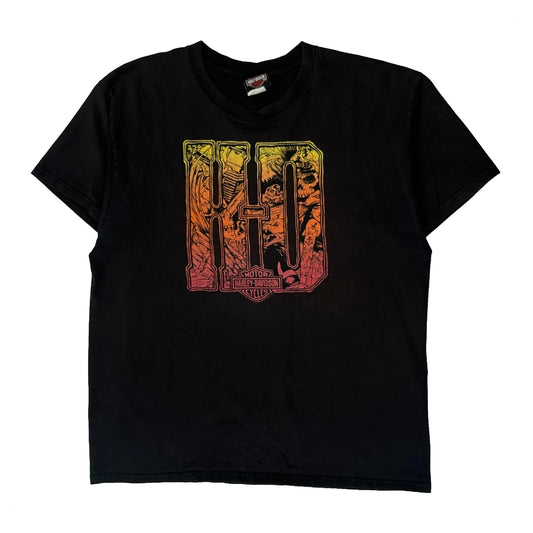 Tombstone Graphic Harley Davidson Graphic T-Shirt - Large Black Cotton