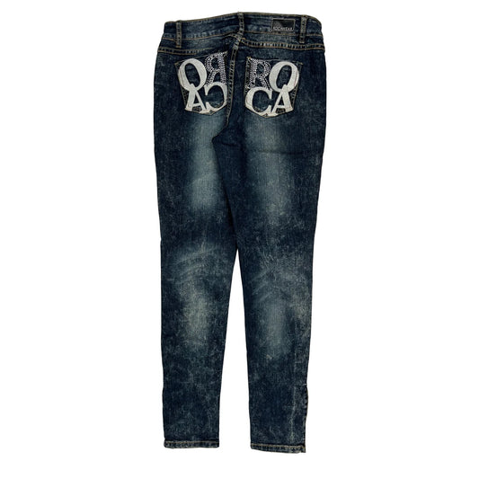 Embroidered Back Pockets Rocawear Skinny Jeans - 31W UK 10 Dark Wash Denim