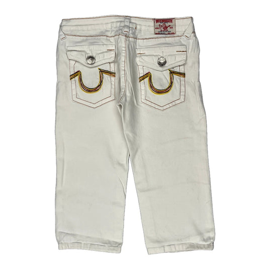True Religion Capri Denim Shorts - 30W 20L White Cotton