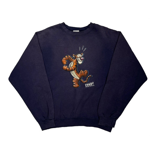 Vintage Tigger Graphic Disney Cartoon Sweatshirt - Medium Navy Cotton