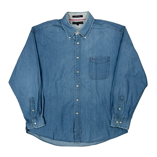 Vintage Tommy Hilfiger Denim Shirt - XL Blue Cotton
