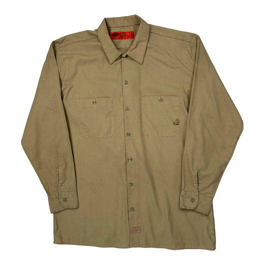 Dickies Shirt - Large Khaki Polyester Blend