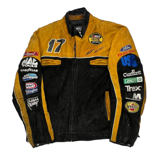 Roush Racing Chase Authentics Nascar Leather Jacket - 2XL Black Leather