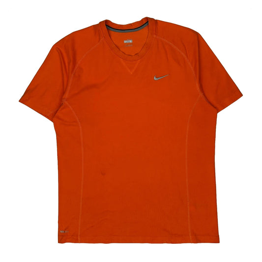Nike T-Shirt - Large Orange Polyester