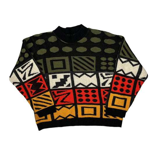 Vintage Abstract Design Stefano Jumper - Medium Multicoloured Cotton Blend