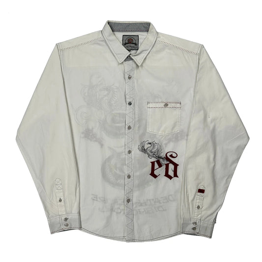 Death Before Dishonor Ed Hardy Graphic Shirt - Large White Cotton