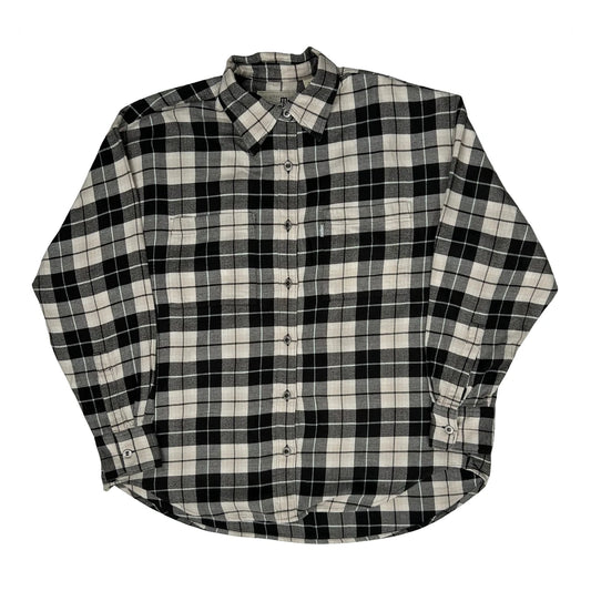 Vintage Levis Checked Flannel Shirt - Medium Black & White Cotton