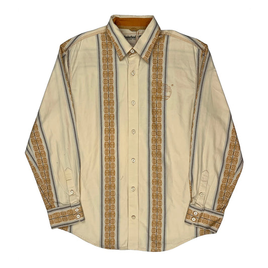 Vintage Timberland Striped Shirt - Large Beige Cotton