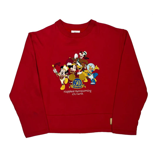 Happiest Homecoming On Earth Disney Graphic Sweatshirt - Medium Red Cotton Blend