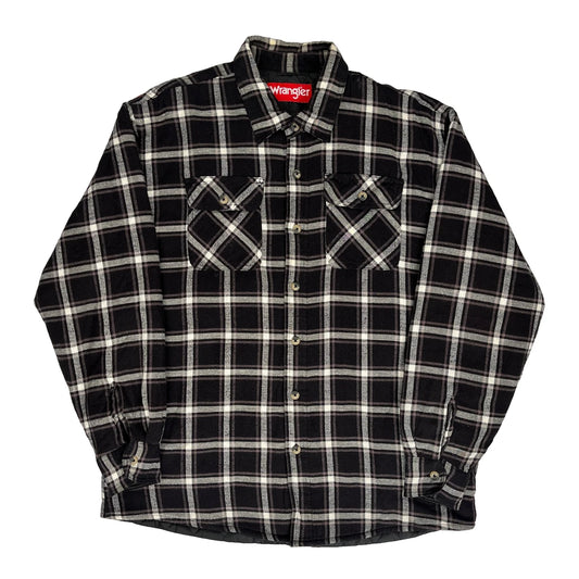 Wrangler Checked Overshirt - Large Black & White Cotton