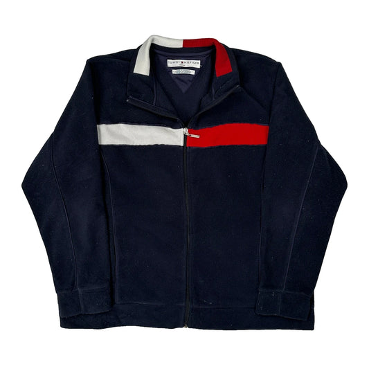 Tommy Hilfiger Striped Track Jacket - XL Navy Polyester