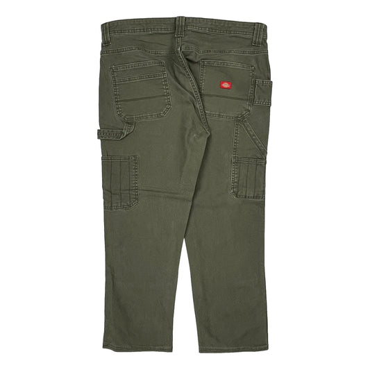 Dickies Double Knee Carpenter Trousers - 34W 24L Green Cotton