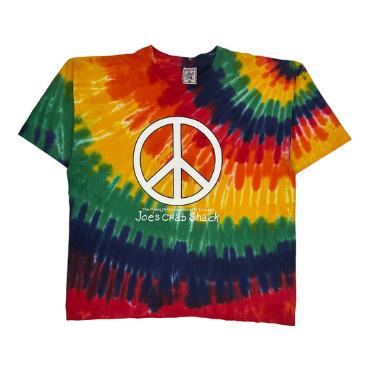 Tie Dye Peace Love Crabs Alore Single Stitch T-Shirt - 2XL Multicoloured Cotton