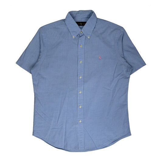 Ralph Lauren Checked Short Sleeve Shirt - Medium Blue Cotton