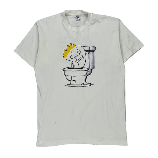 Fruit Of The Loom Cartoon T-Shirt - Large White Cotton