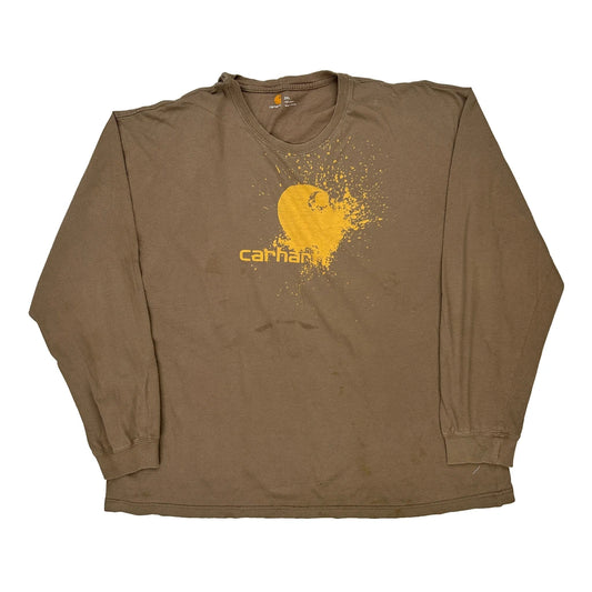 Carhartt Long Sleeve T-Shirt - 2XL Brown Cotton