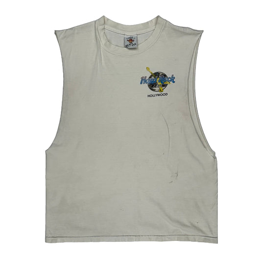Vintage Hollywood Hard Rock Cafe Graphic Vest - Large White Cotton