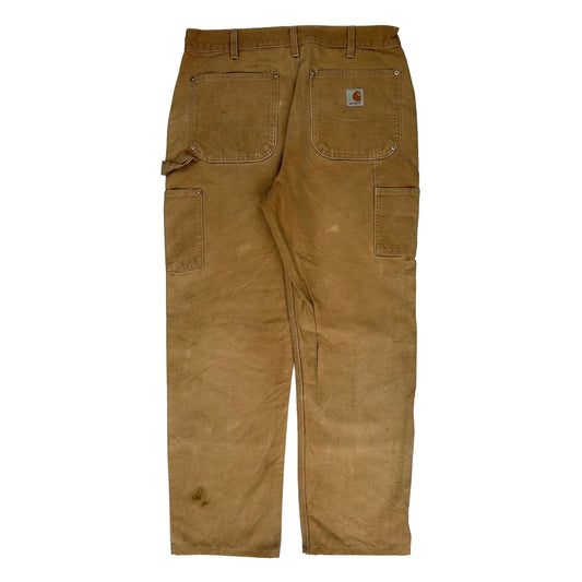 Original Fit Made USA Carhartt Double Knee Carpenter Trousers - 31W 30L Brown Cotton