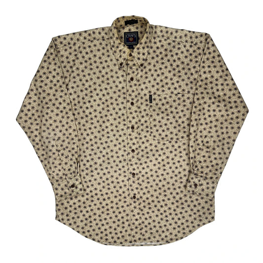 Chaps Ralph Lauren Patterned Shirt - Medium Beige Cotton