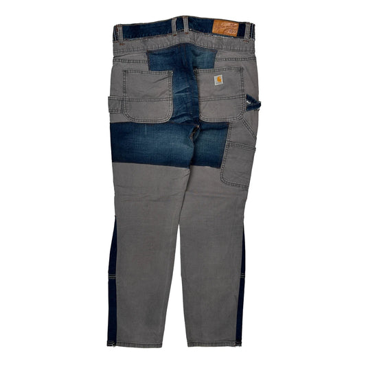 Repaired Carhartt Double Knee Carpenter Trousers - 33W UK 14 Grey Cotton