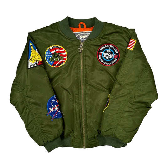 Age 10 Up And Away Bomber Jacket - Medium Green Polyester