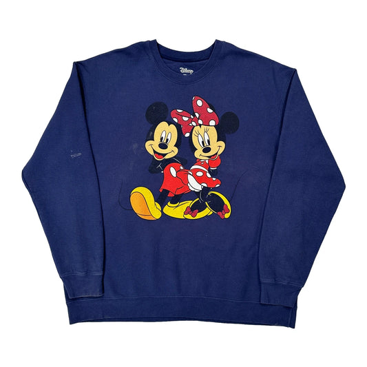 Mickey And Minnie Mouse Disney Cartoon Sweatshirt - XL Blue Cotton