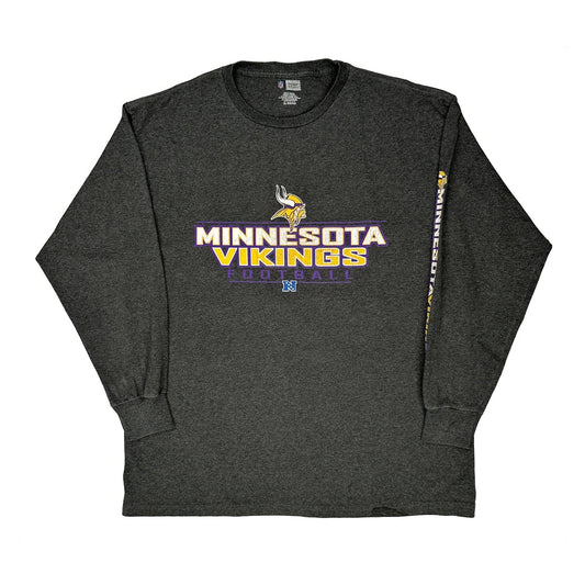 Vintage Minnesota Vikings Nfl Long Sleeve T-Shirt - XL Grey Cotton