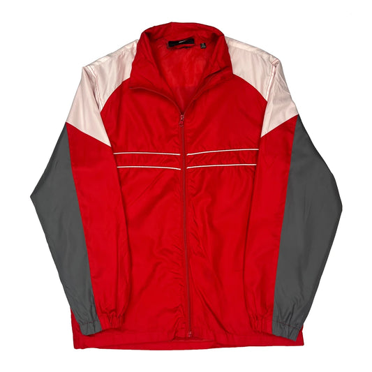 Reebok Striped Windbreaker - Medium Red Polyester