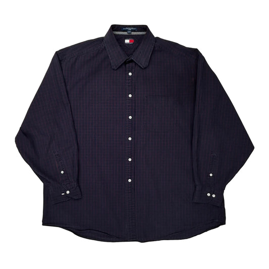 Tommy Hilfiger Pinstripe Shirt - Large Navy Cotton
