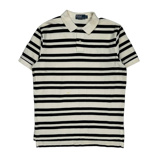 Polo By Ralph Lauren Striped Polo Shirt - Large Black & White Cotton