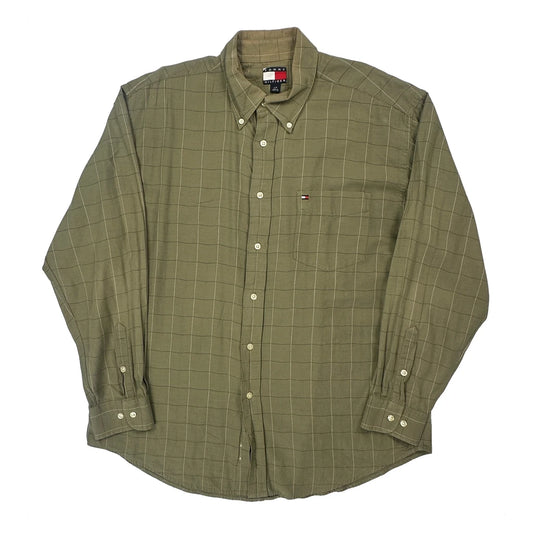Tommy Hilfiger Checked Shirt - Large Green Cotton
