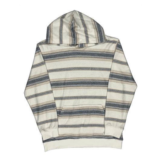 Age 18-20 Quiksilver Striped Hoodie - XL Cream Cotton