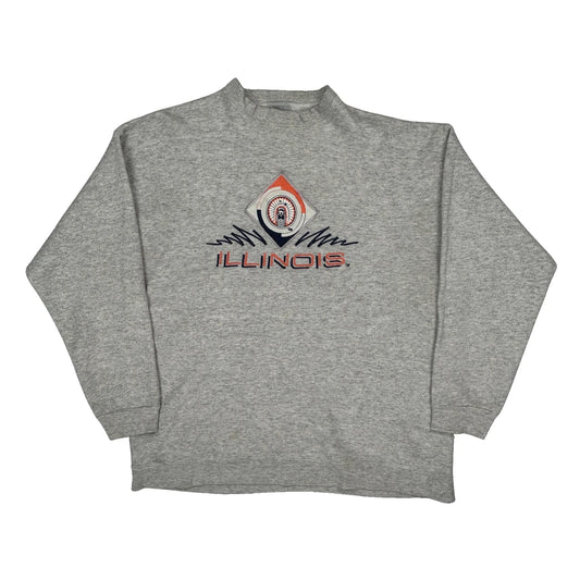 Illinois Logo 7 College Sweatshirt - Large Grey Cotton