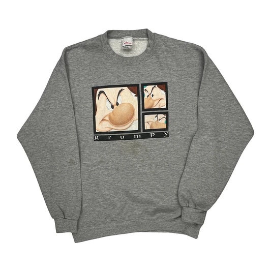 Grumpy Disney Cartoon Sweatshirt - Large Grey Cotton Blend