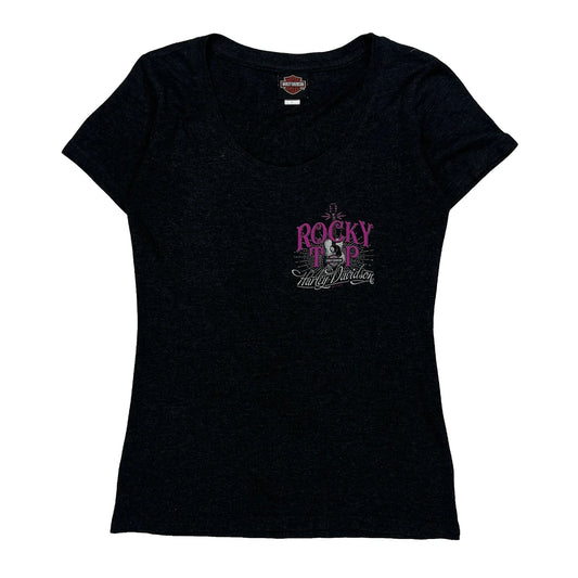 Vintage Rocky Top Harley Davidson Graphic T-Shirt - Large Black Cotton