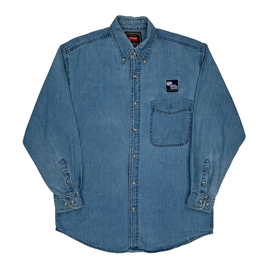 Vintage Wrangler Denim Shirt - Medium Blue Cotton