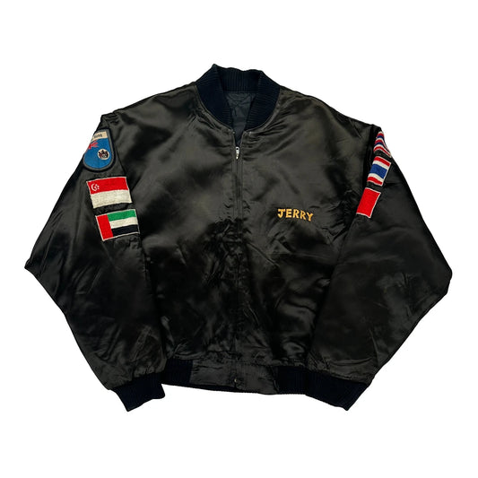 USS Jouett Cg-29 Unbranded Gulf War Souvenir Bomber Jacket - Medium Khaki Polyester