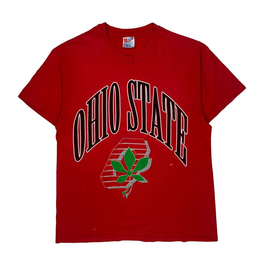 Ohio State Hanes Single Stitch T-Shirt - Large Red Cotton