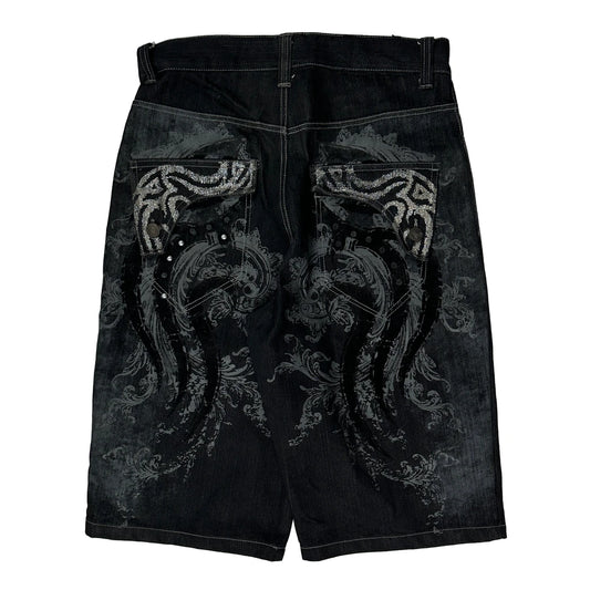 Unbranded Baggy Graphic Denim Shorts - 33W 15L Black Denim